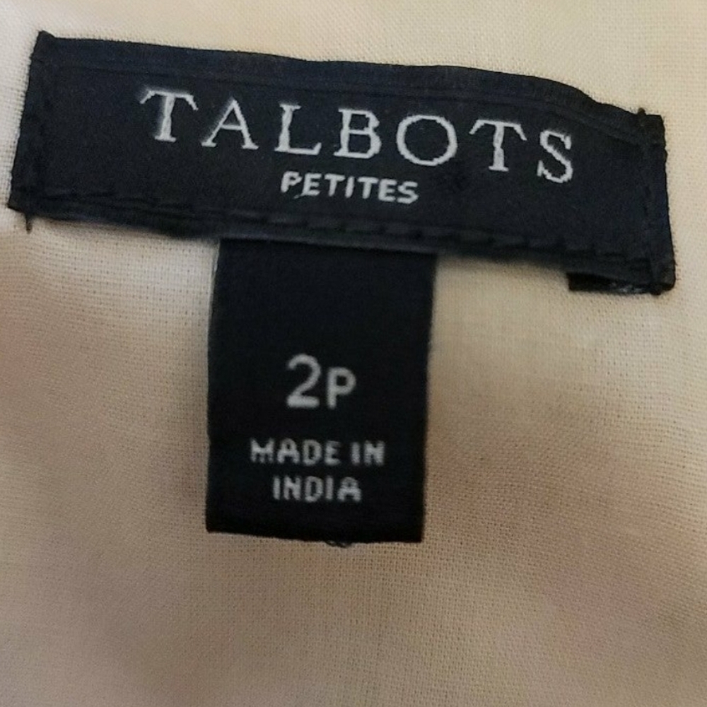 Talbots Sleeveless V-Neck Peach, Cream & Peach Floral Printed Dress - Size 2P - Picture 5 of 7